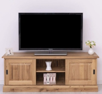 Comoda TV Stejar Wild Country, 2 usi culisante, lemn masiv stejar, 160 x 46 x 60 cm
