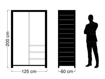Dulap cu 2 usi si 3 sertare interioare Colibri, Lemn masiv periat, 125 x 60 x 200 cm - Img 6