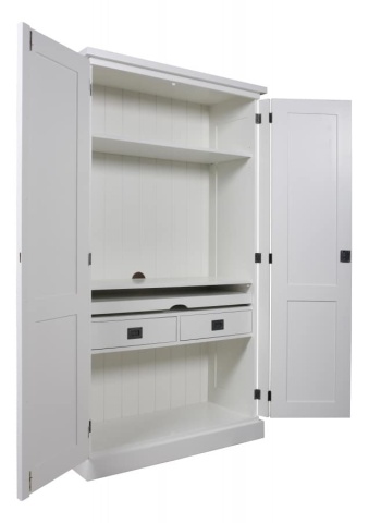 Dulap cu birou Lovely Kubic, lemn masiv si mdf alb, 100 x 45 x 180 cm - Img 3
