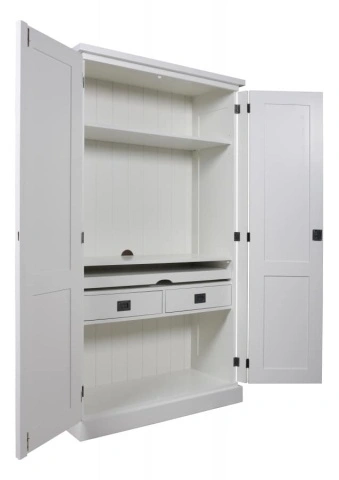 Dulap cu birou Lovely Kubic, lemn masiv si mdf alb, 100 x 45 x 180 cm - Img 3