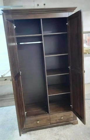 Dulap dormitor Nocce, 2 usi si 2 sertare, lemn masiv tei, 113 x 61 x 207 cm - Img 5