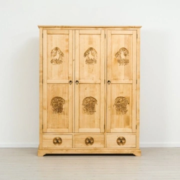 Dulap dormitor Rustic Alpin lemn masiv, 3 usi si 3 sertare, 159 x 65 x 200 cm - Img 3