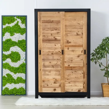 Dulap dormitor Rustic Loft 2 usi culisante, Lemn masiv, 125 x 55 x 200 cm