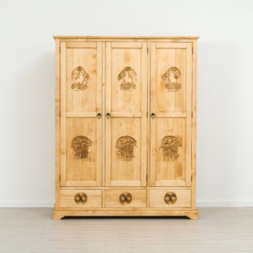Dulap dormitor Ursul Carpatin lemn masiv, 3 usi si 3 sertare, 159 x 65 x 200 cm - Img 3