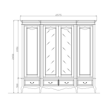 Dulap Dressing Lemn Masiv Bergamo cu 4 usi, 257.5 x 60 x 245 cm - Img 3
