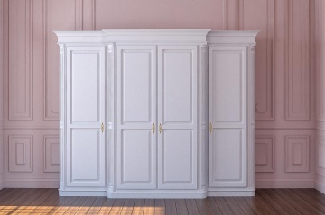 Dulap dressing lemn masiv dormitor Sofia cu 4 usi, 240 x 61.8/71 x 240 cm - Img 1