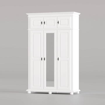 Dulap inalt Sara 3 + 3 usi lemn masiv, 154 x 58 x 241 cm, alb unt