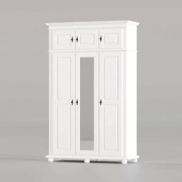 Dulap inalt Sara 3 + 3 usi lemn masiv, 154 x 58 x 241 cm, alb unt