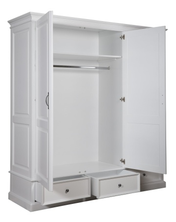 Dulap Lovely Home cu 3 usi si 3 sertare, lemn masiv + mdf alb, 200 x 62 x 210 cm - Img 3