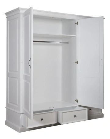 Dulap Lovely Home cu 3 usi si 3 sertare, lemn masiv + mdf alb, 200 x 62 x 210 cm - Img 3
