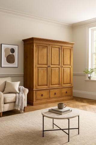 Dulap Valence, lemn masiv, 3 usi si 3 sertare Inka Flaveur, 186 x 60 x 205 cm - Img 4