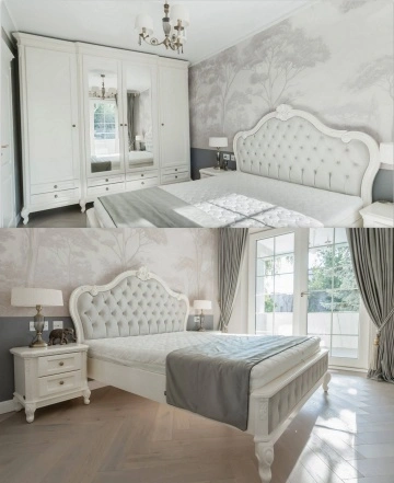 Dulap Verona Classic Stil 4 usi si 8 sertare, lemn masiv + mdf, finisaj Crem Roma, 279 x 61.5 x 260 cm - Img 3