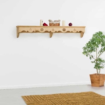 Etajera Lemn Masiv Rustic Alpin lemn sculptat, 200 x 25 x 32 cm
