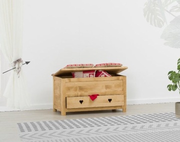 Lada zestre / Cufar Lemn Masiv Rustic Ana cu 1 sertar, 100 x 50 x 55 cm