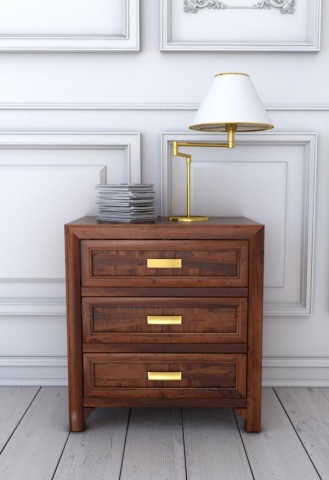 Noptiera Milano cu 3 sertare si picioruse, Lemn Masiv furniruit, L 61 x H 66 cm - Img 1