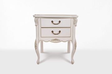 Noptiera Monalisa Classic Stil cu 2 sertare, vopsit alb cu patina, 60 x 44 x 72.6 cm - Img 1
