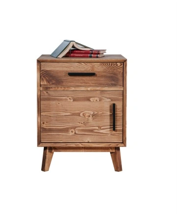Noptiera Terra Home cu 1 usa si 1 sertar, lemn masiv, 50 x 40 x 64 cm - Img 3
