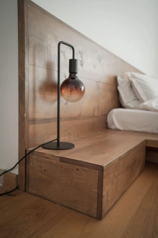 Pat lemn masiv pin cu noptiere, model Artemis, grinzi solide rustice, 140 cm, 160 cm, 180 cm sau 200 cm - Img 3