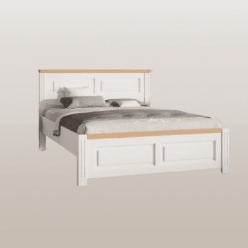 Pat Sara Prime lemn masiv finisaj alb unt - miere, 90 cm, 120 cm, 140 cm, 160 cm sau 180 × 200 cm - Img 6