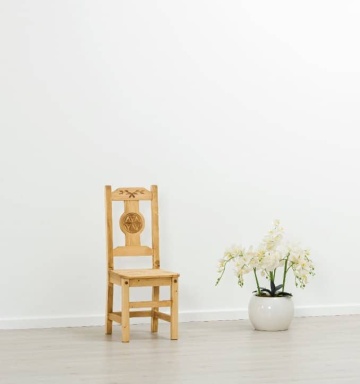 Scaun Lemn Masiv Rustic Alpin model A cu rozeta, 40 x 42 x 101 cm - Img 4