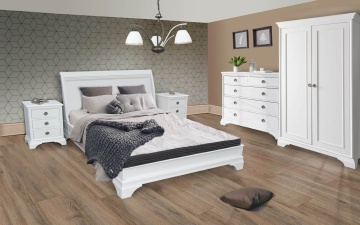 Set mobila dormitor Aurelia, lemn masiv + mdf, 4 piese finisaj vopsit alb - Img 2