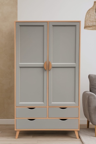 Set Mobilier dormitor Matteo, stil scandinav, dulap, birou si comoda - Img 6