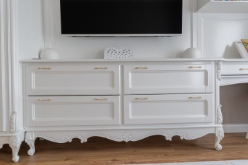Set mobilier dormitor Tineret Josephine Classic Stil 5 piese, finisaj alb, 3860 x 632 x 2306 mm - Img 5
