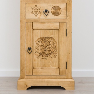 Biblioteca Rustic Alpin lemn masiv, 1 usa si 1 sertar, 52 x 38 x 200 cm - Img 2