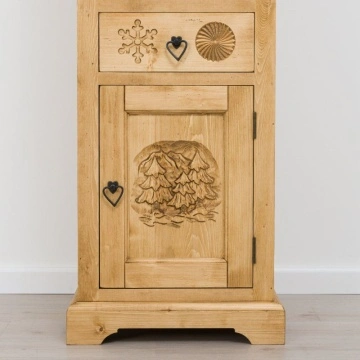 Biblioteca Rustic Alpin lemn masiv, 1 usa si 1 sertar, 52 x 38 x 200 cm - Img 2