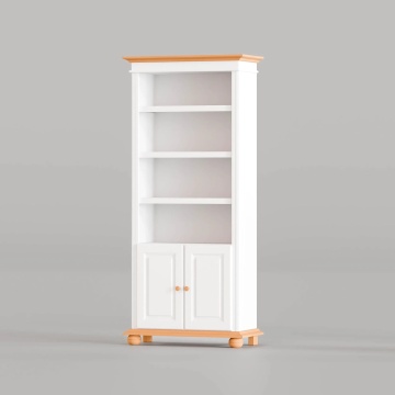 Biblioteca Sara lemn masiv alb unt / miere, 90 × 42 × 201 cm