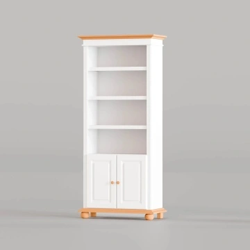 Biblioteca Sara lemn masiv alb unt / miere, 90 × 42 × 201 cm