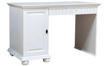 Birou dormitor Noblesse lemn masiv alb, 120 x 60 x 74.8 cm - Img 2
