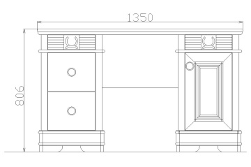 Birou Marsilia cu 1 usa si 2 sertare, lemn masiv, 135 x 54 x 80 cm - Img 5