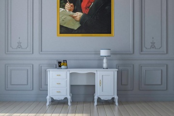 Birou / Masa de Toaleta Andra, 1 usa si 3 sertare, lemn masiv, 160 x 55 x 76 cm - Img 1