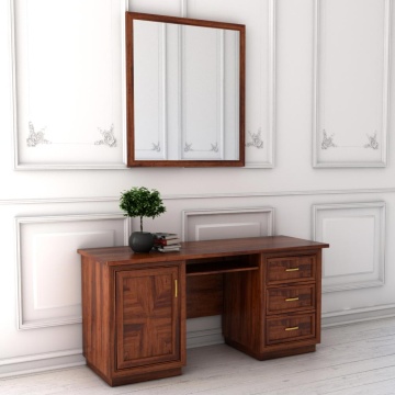 Birou Milano Lemn Masiv furniruit, 1 usa si 3 sertare, 160 x 57 x 76 cm - Img 3