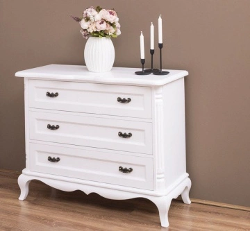 Comoda cu 3 sertare Julietta Classy, alba lemn masiv, 110 x 48 x 89 cm - Img 4