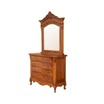 Comoda cu 3 sertare + Oglinda Josephine Classic Stil, furnir nuc, 117 x 50 x H 225 cm - Img 2