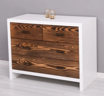 Comoda cu 4 sertare Rustic Olala, lemn masiv + mdf, 100 x 50 x 79 cm - Img 6