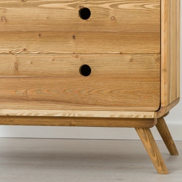 Comoda cu 5 sertare Sahara, Lemn masiv periat, 90 x 45 x 85 cm - Img 2