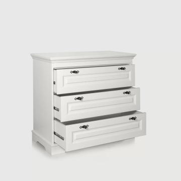 Comoda dormitor Isabella lemn masiv alb unt, 3 sertare, 100 x 45 x 90 cm - Img 4