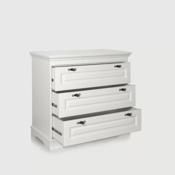 Comoda dormitor Isabella lemn masiv alb unt, 3 sertare, 100 x 45 x 90 cm - Img 4
