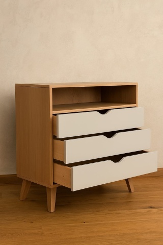 Comoda dormitor Matteo cu 3 sertare, 90 x 40 x 85 cm - Img 3