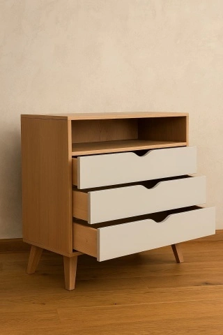 Comoda dormitor Matteo cu 3 sertare, 90 x 40 x 85 cm - Img 3