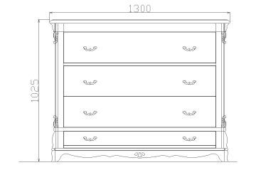 Comoda dormitor Royal cu 4 sertare, lemn masiv, 130 x 55 x 102.5 cm - Img 4