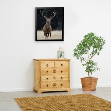 Comoda dormitor Rustic Alpin lemn masiv, 5 sertare, 90 x 46 x 85 cm