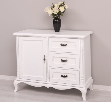 Comoda Julietta Classy lemn masiv, alb antichizat, 110 x 48 x 89 - Img 4