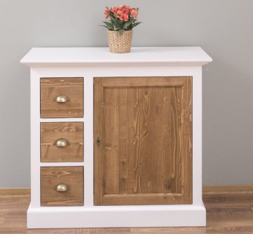 Comoda lemn masiv cu 1 usa si 3 sertare, 100 x 49 x 90 cm