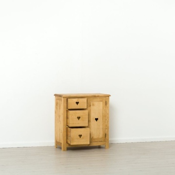Comoda Lemn Masiv dormitor Rustic Ana cu 1 usa si 3 sertare, 84 x 42 x 89 cm - Img 2