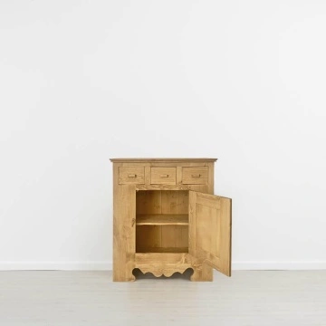 Comoda Rustika lemn masiv, 1 usa si 3 sertare, 94 x 45 x 112 cm - Img 2