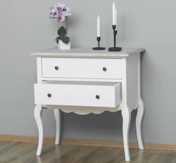 Comoda Shabby lemn masiv, 2 sertare, 80 x 48 x 82 cm - Img 2
